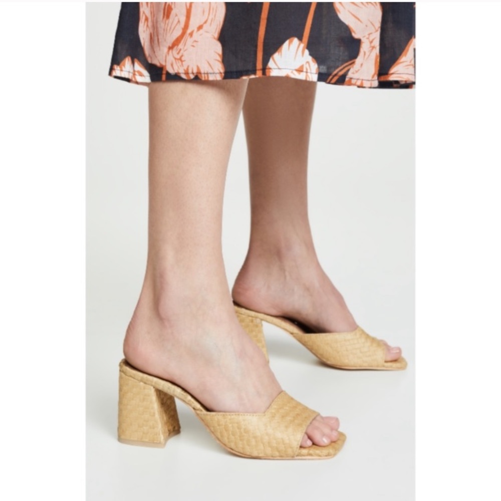 Jeffrey Campbell Woven Straw Block Heel Slides